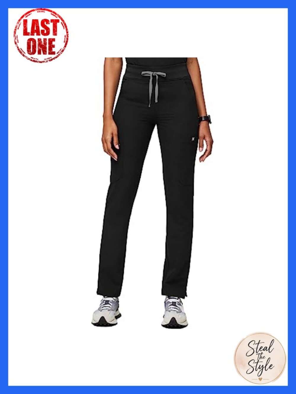 High-Rise Slim Scrub Pants Yoga Waistband Cargo 11 Pocket Medical Work